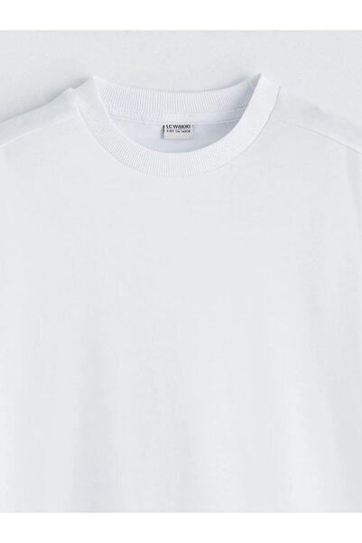 LC Waikiki Tricou alb pentru băiat basic cu guler rotund