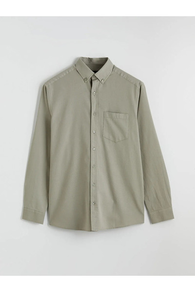 LC Waikiki Ανδρικό πουκάμισο Oxford πράσινο κανονικής εφαρμογής