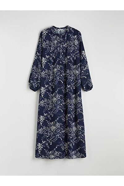 LC Waikiki Μπλε ναυτικό φόρεμα με μοτίβο με γιακά