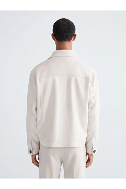 LC Waikiki Beige Comfortable Fit Men's Suede Coat