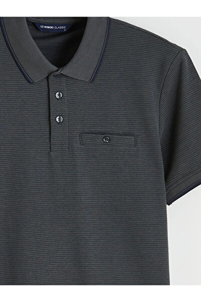 LC Waikiki Tricou texturat pentru bărbați cu guler polo antracit
