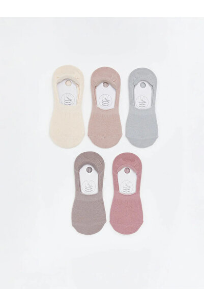 LC Waikiki Beige Non-Slip Heel Women's Ballerina Socks 5-Pack