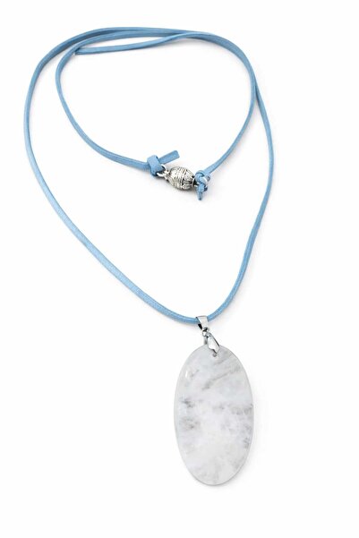 JİMNY JEWELRY Noma Real Leather Suede Rope Natural Stone End Multi-Use Necklace