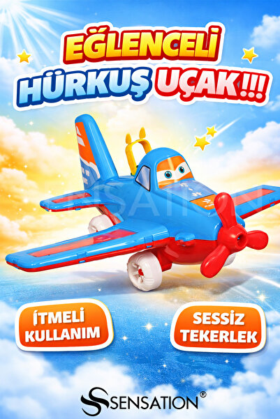 sensatıon Hürkuş Çınçın Uçak Oyuncak Plastik Hürkuş Kanatlı Uçak Baston Saplı...