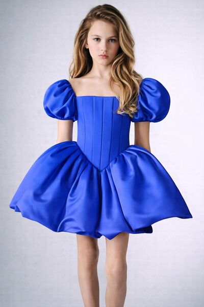 FKB FOR KIDS BABY Girl's Balloon Sleeve Corset Detailed Princess Dress