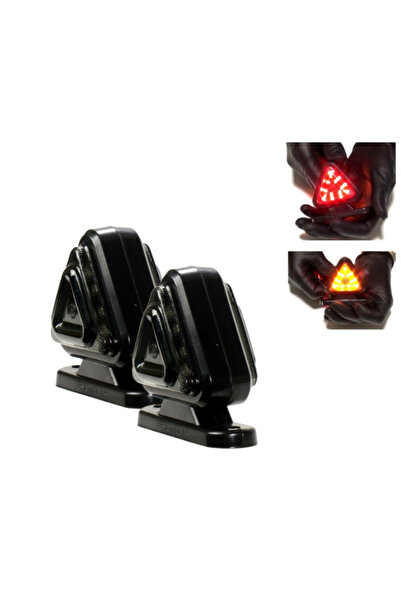 AHMET OTOMOTİV (2 ADET) FÜME DARK MODEL ÜÇGEN TAKOZ SARI-KIRMIZI 12VOLT-24VOLT