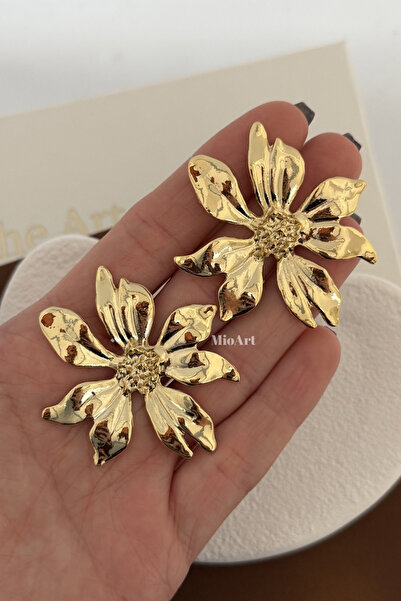 MioArt Women's Flower Flower Gold Earrings