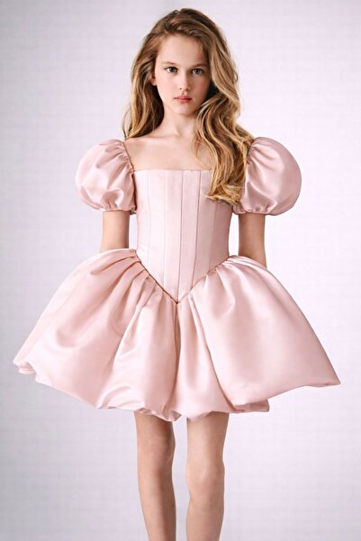 FKB FOR KIDS BABY Girl's Balloon Sleeve Corset Detailed Princess Dress