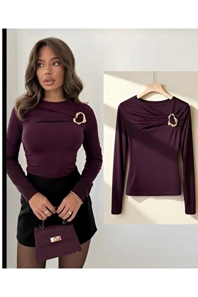 Rouge Gold toka detaylı sandy bluz