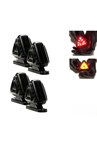 AHMET OTOMOTİV (4 ADET) FÜME DARK MODEL ÜÇGEN TAKOZ SARI-KIRMIZI 12VOLT-24VOLT