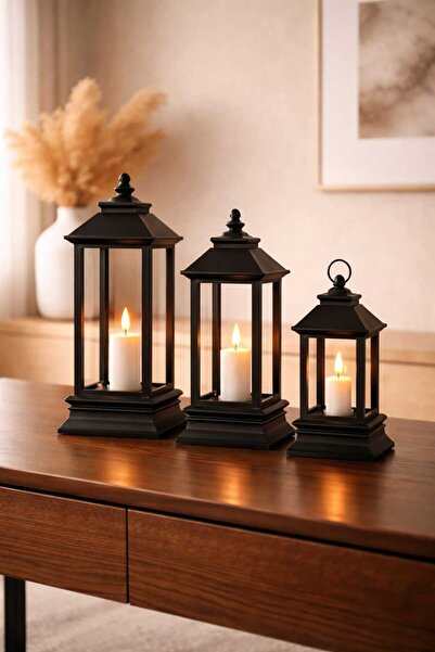 Layera Home 3’lü Dekoratif LED Mumlu Kandil Lambası – Modern & Şık Ev Dekoru ...