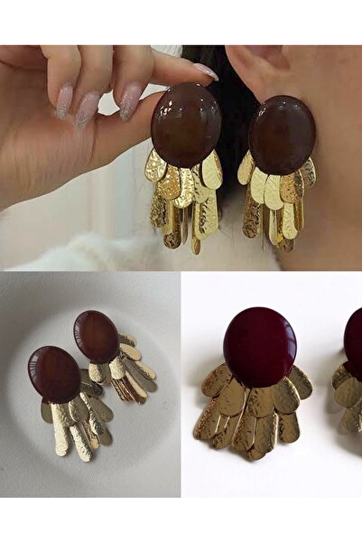 MATCHAMUSE Vip Gold Dangle Vintage Brown Earrings