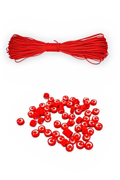 yiğit aksesuar 20 Pieces of Turkish Flag Fimo Jewelry Beads and 5 Meters of R...