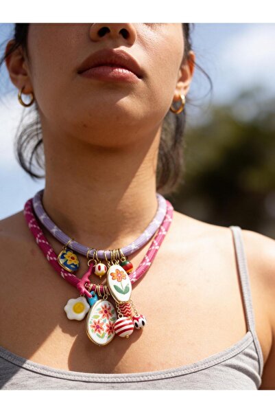 Arthesia Jewelry Renkli Charm Kolye Çiçek Figürlü Cute Yazlık Trend Kolye