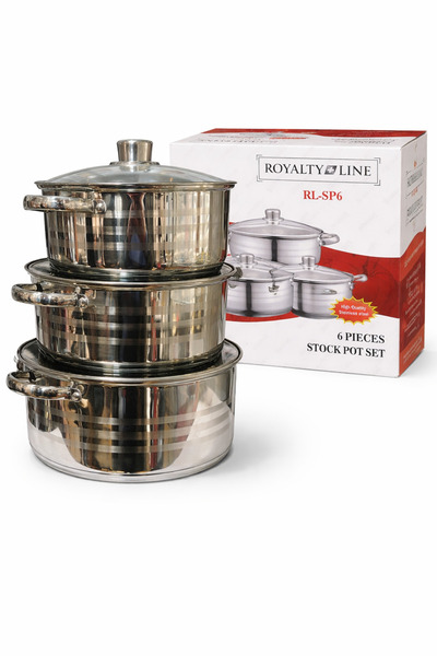 AMRIS Set of 3 Stainless Steel Pots with Lids – Efficient Cooking and Maximum...