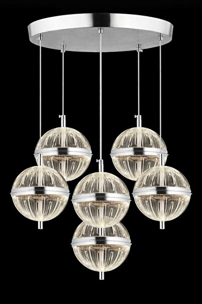 Marsel Lighting küre 6lı gold modern avize 3 renk led secenekli salon oturma ...
