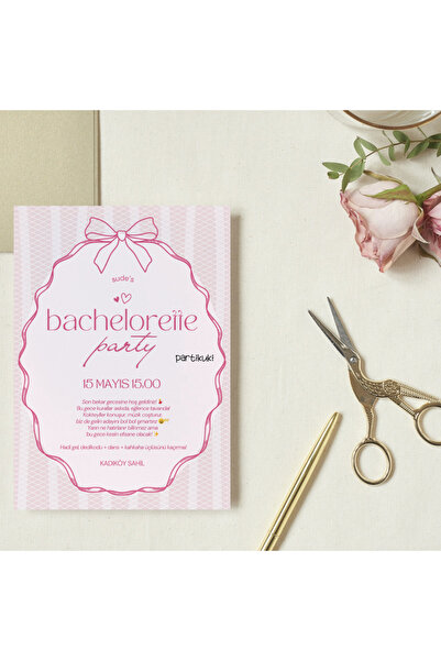 partikuki Bride To Be Pembe Fiyonk Düğün Davetiye, Parti Kartı, Bekarlığa Ved...