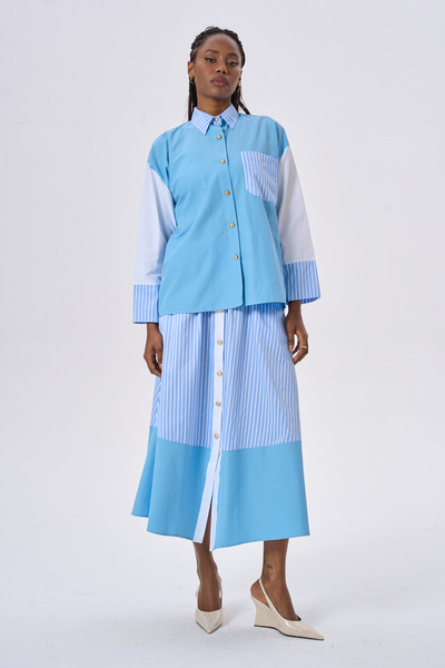 HANIQA Garneli Striped Stylish Women's Skirt Suit