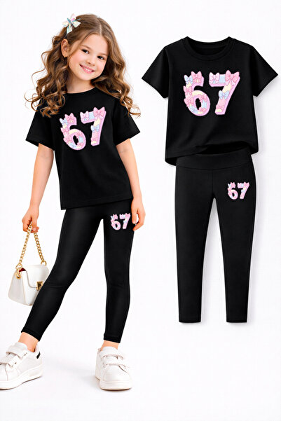 genosha طقم بنطلون ضيق وتي شيرت للفتيات/ مجموعة الأم والابنة