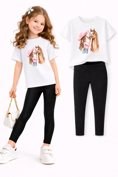 genosha طقم بنطلون ضيق وتي شيرت للفتيات/ مجموعة الأم والابنة