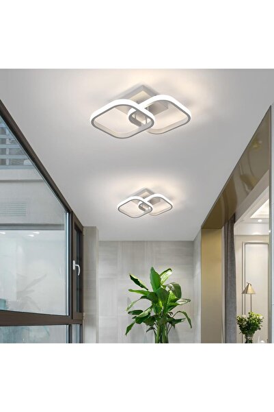 iTin Lustră LED 22W, Acril/Metal, Patrat, 29 x 19 x 9 cm, 3 Culori, Alb