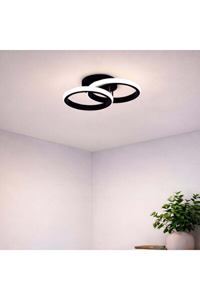 iTin Lustră LED Vertex Circula 21W, 2 Cercuri, Rame Metalice 3 Culori, Negru,...