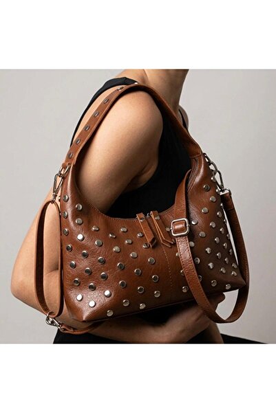 DEZ STORE Rivet Hobo Bag |   Vintage Y2K Style Studded Shoulder Bag
