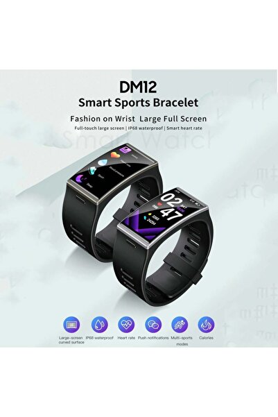 Lemfo Smart Sports Watch with Large 1.9-Inch Color Screen - Black and Gray