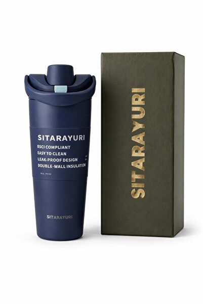 OEM SITARAYURI sports thermos bottle, with flip-top lid, Dark blue - 900 ml