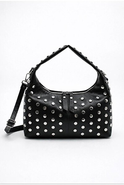 DEZ STORE Rivet Hobo Bag |   Vintage Y2K Style Studded Shoulder Bag
