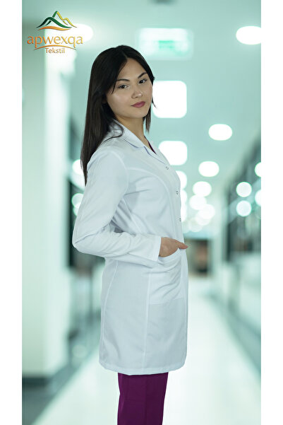 apwexqa tekstil Classic Collar Long Sleeve Long Length Doctor Nurse Teacher P...