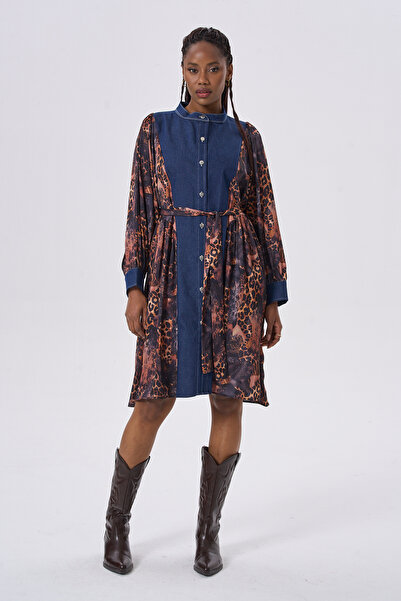 HANIQA Garneli Denim Patterned Modern Women's Dress