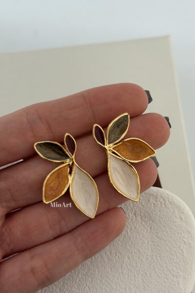 MioArt Brown Flower Gold Women's Earrings