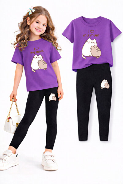 genosha طقم بنطلون ضيق وتي شيرت للفتيات/ مجموعة الأم والابنة