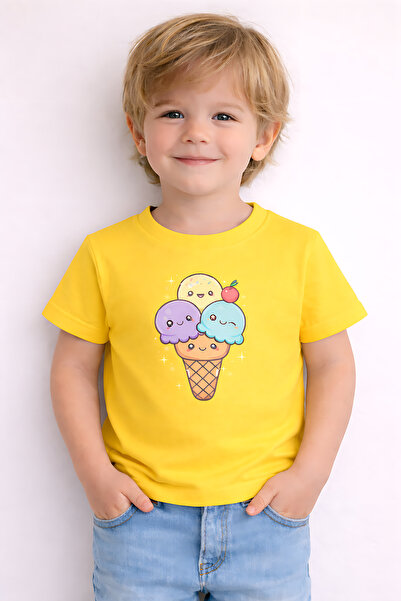 ArtYus Χαριτωμένο παιδικό μπλουζάκι Unisex με στάμπα παγωτού – Βαμβακερό διασ...