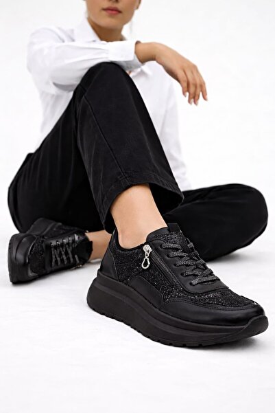 Slipcat Side Zipper Shiny Trendy 5 cm Platform Women's Sneakers Sports Shoes