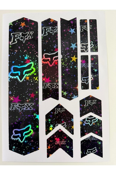 cakaybu Galaxy Neon Fox Bisiklet Kadro Sticker Seti – Yıldızlı Frame Koruma S...