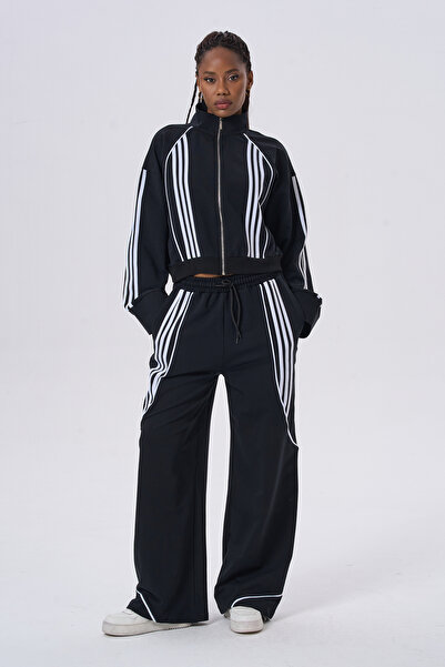 HANIQA Relaxed Fit Casual Striped Tracksuit Set