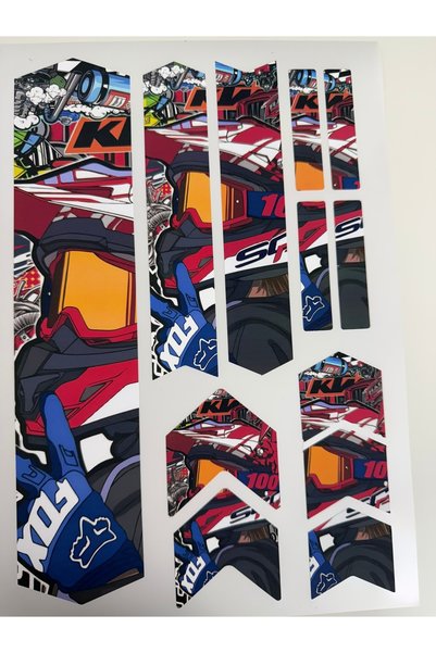 ca kay bu Motocross Rider Bisiklet Kadro Sticker Seti – Racing Frame Sticker
