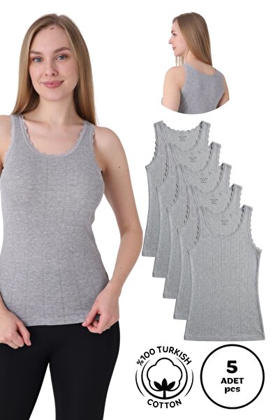 Altınay Women's 5-Pack Breathable Jacquard Undershirts 100% Cotton, Ne6172A5