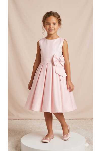 Marllow Girls' Pleated Dress with Bow Is Very Beautiful