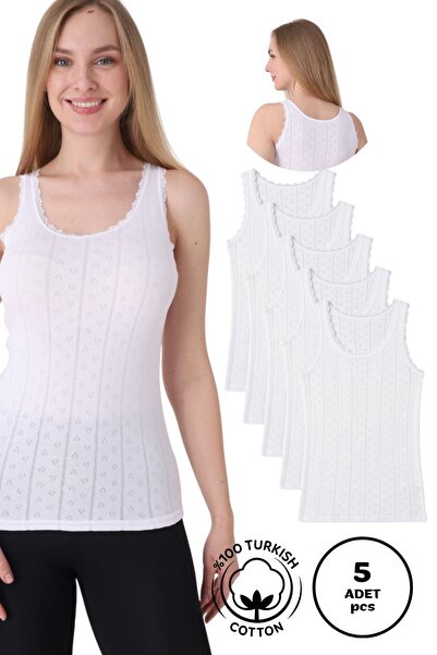 Altınay Women's 5-Pack Breathable Jacquard Undershirts 100% Cotton, Ne6172A5