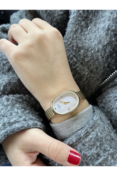 Quest Marble Steel Case Pink Marble Pattern Dial Gold Metal Band 1 Atm Water ...