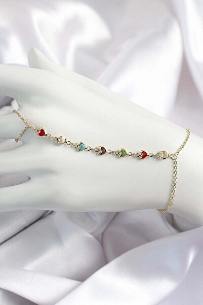 Inure Jewelry Brass Colored Heart Zircon Stone Y Model Gold Color Women's Sha...