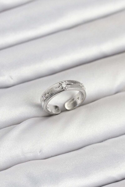 Inure Jewelry Brass Silver Color Zircon Stone Polar Star Model Women's Ring