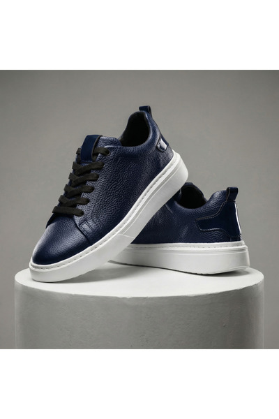 ventro Navy Blue 100% Genuine Leather Men's Sports Sneaker with Orthopedic So...