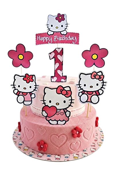 telaşe memuru زينة كعكة هيلو كيتي وفكرة عيد ميلاد بعمر سنة واحدة بتصميم هيلو ...