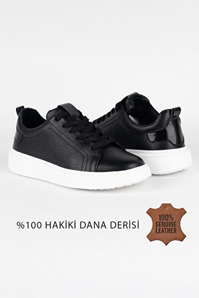 ventro Black 100% Genuine Leather Men's Sports Sneaker with Orthopedic Sole Vt27