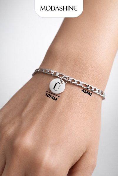 ModaShineShop Letter U Bracelet – Stainless Steel Bracelet, Gift for Lover, Spouse, Mom, Dad, Friend