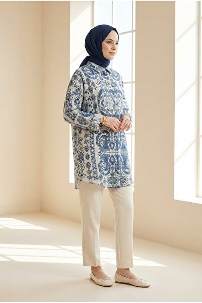 Kirazca Butik Women's Ethnic Patterned Bohemian Tunic Shirt